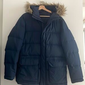 Uniqlo Down Puffer Winter Jacket - Navy Blue - Large